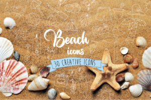 Sunny Shores beach icons - The Artistic Design Studio